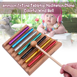 Ammoon 7-Tone Tabletop Chimes Meditation Chime Colorful Wind Bell Kids Educational Musical Toy Percussion Instrument with Mallet