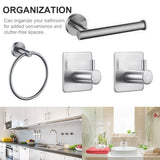 4pcs Home Towel Bar Punch Free Hotel Bathroom Accessory Kit Clothes Hanger Wall Mounted Toilet Paper Kitchen Storage Holder