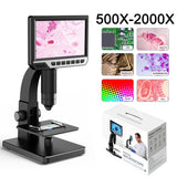 7inch High Definition Screen 2000X Digital Microscope 12MP Camera 1080p Video Biological Cell & Industrial Magnifier