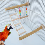 Wood Bird Perch Stand Toy Parrot Swing Climbing Ladder Birdcage Play Gyms Playground for Parakeet Cockatiel Lovebirds