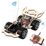 DIY RC Car Toys Assembly Wooden Building Vehicle Toys Racing Car Toy Scientific Experiment Model Kits Gift for Kids