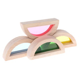 Rainbow Acrylic Wooden Building Blocks Baby Educational Toy Kids Toy