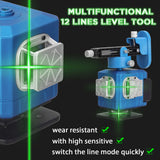 Multifunctional 3D 12 Lines Laser Level Tool Vertical Horizontal Lines with 5° Auto-leveling Function