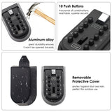 Wall Mounted Outdoor Key Storage Lock Box 10 Digit Push-Button Combination Password Key Safe Box Resettable Code Key Holder