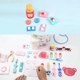 Realistic Doctor Kit Pretend Play Wooden Toy Model Toothbrush Toothpaste Dental Probe Dental Mirror Storage Bucket for Toddler