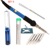 60W Adjustable Temperature Electric Soldering Iron Welding Station Tool Kit With 5pcs Solder Iron Tips Wire Stand Heater Sucker