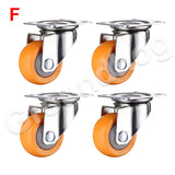 4Pcs/Set Swivel Furniture Caster 1.5 inch Heavy Duty 120kg Orange Swivel Castor Wheels Trolley Ultra Quiet Nylon Castor Wheels