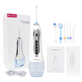 5 Modes Oral Irrigator 300ml Portable Water Dental Flosser Dental Teeth Cleaner USB Rechargeable Irrigator with Travel Bag