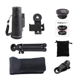 40X60 Zoom Telephoto Lens HD Monocular Telescope Phone Camera Lens For iPhone Xs XR Samsung + Fisheye Wide Angle Macro 3In1 Lens