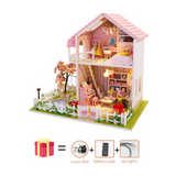 Sakura Tree Pink Diy DollHouse Wooden Miniature Furniture Doll House maison Model Building Kits casa Toy For Kids Girl Xmas Gift