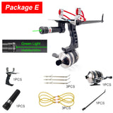 Fishing Reel High Power Shooting Fishing Slingshot Outdoor Hunting Fish Straight Rod Telescopic Catapult Slingshot with Laser
