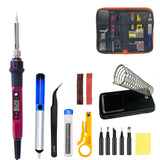 Soldering iron kit adjustable temperature 80W LCD solder welding tools Ceramic heater soldering tip Desoldering Pump Family Pack