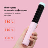2 in 1 Wireless Curler &amp; Straightener 30s Fast Heat Hair Curling Irons Straightener Comb For Household Salon Hair Styling Tools