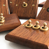 86 Type Solid Wood Panel Switch Wall Light Retro Brass Toggle Switch Wood Grain Electrical Switch Socket