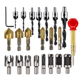Wood Drill 23Pcs Countersink Drill Bit Wood Plug Cutter With Automatic Center Punch Woodworking Tools Chamfering Drill