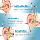 6 in 1 Stainless Steel Ear Wax Pick Earwax Removal Kit Ear Cleansing Tool Set Portable Cleaner Earpick Wax Remover Curette Spoon
