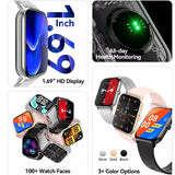 KW105 Smart Watch Men Bluetooth Call AI Assistant Health Monitors 1.69 Inch HD Display Sports Fitness Tracker Women Smartwatch