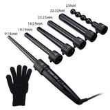 6 in 1 9-32mm Interchangeable Professional Ceramic Hair Curler Rotating Curling Iron Wand Wand Curlers Hair Care Styling Tools