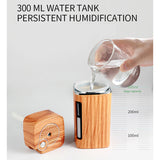 Electric Humidifier Aroma Oil Diffuser Essential Ultrasonic Wood Grain Air Humidifier USB Mini Mist Maker LED Light