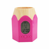 Office Pen Holder Digital Thermometer Clocks Desk Organizer Electronic Temperature Alarm Clock Calendar PE Pencil Container