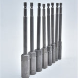 Impact Drill Bar Wrench Extension 8Pcs Socket Adapter Set 8Pcs Power Nut Driver Long Metric 150mm 1/4 Inch Hex