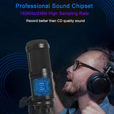 USB Streaming Podcast PC Microphone,192KHZ/24Bit Studio Cardioid Plug&amp;Play Condenser Mic Kit For Youtuber Gaming,Etc