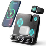 Wireless Charger Multifunctional Led Digital Clock 15w Fast Charging Dock Station For Phone Watch Headphone