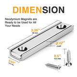 15Pcs Neodymium Bar Magnet With Countersunk Holes, 70Lb Rectangular Pot Magnet, Heavy Duty With Screws - 60X13.5X5mm