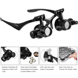 Headband LED Light Eyes Glasses Magnifier 2.5X 4X 6X 8X 10X 15X 20X 25X Optical Lens Glass Loupe For Watchmaker Jewelry Repair