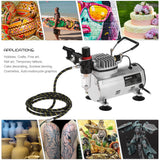 KKmoon 3 Airbrush Kit With Air Compressor Dual-Action Hobby Spray Air Brush Set Tattoo Nail Art Paint Supply w/ Cleaning Brush