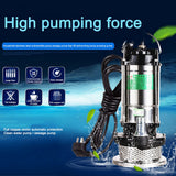 220V Sewage Pump Submersible Stainless Steel Non-blocking Water Pump Well Alternative Pumping Drainage Pump with EU adapter