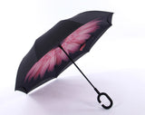 2021 Folding Long Shank Double Layer Inverted Umbrella Windproof Reverse C-Hook male golf umbrella reverse Umbrellas For Women