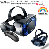 Original VR Virtual Reality 3D Glasses Box Stereo VR Google Cardboard Headset Helmet for IOS Android Smartphone,Bluetooth Rocker