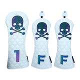 Golf Wood Cover Skull Gradient for Driver Fairway Hybrid Waterproof PU Leather Golf Club Cover Protector Golf Headcover