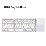 Russian/Spanish/English B033 Mini Folding keyboard, Wireless Bluetooth Keyboard with Touchpad for Windows, Android, IOS