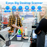 Evnvn 1D 2D QR Omnidirectional Handsfree Wired USB Barcode Reader with Large Scan Window Automatic Scan to Capture Codes