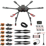 DIY Hexacopter Saker675 675mm 6-axle Carbon Fiber Folding RC Drone with T-Shaped Landing Gear APM2.8 Flight Control 700KV Motor
