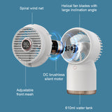 2-IN-1 Humidifier Fan Silent Air Cooler Mini Water Cooling Fan Home Battery Usb Rechargeable Office Desk Fan with Night Light