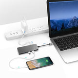 USB C HUB Type-C Docking Station 7 in 1 4K HDMI-Compatible+USB3.0+PD+TF for iPad Pro 2018/ Air/Hua Wei Matebook