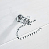 Modern Clear Crystal Bathroom Accessories Sets Silver Polished Chrome Bathroom Products Solid Brass Bathroom Hardware Sets jk6