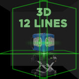 Multifunctional 3D 12 Lines Laser Level Tool Vertical Horizontal Lines with 5° Auto-leveling Function