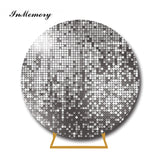 InMemory Glitter Sequin Elastic Round Photography Backdrops Wedding Baby Shower Disco Party Photobooth Shine Twinkle Table Cover