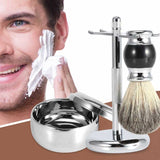 Professional 3 In 1 Shaving Brush + Shaving Soap Bowl + Shaving Stand Holder Hair Removal Beard Brush Men's Shaving Tool Kit