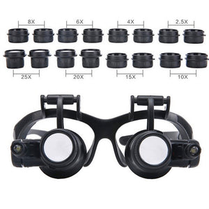 Eight sets of magnification lens wearing binocular LED Lamp jewelry clock maintenance high magnification 16 lenses