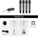 UHF Wireless Microphone 4 Channel Microphone With Mini Portable Receiver 1/4Inch Output For Church Home Business Meeting