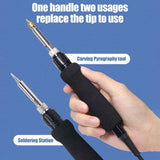 Dual Carving Pyrography Pen Wood Embossing Burning Tool Adjust Temperature Electric Soldering Iron Station Welding Equipment