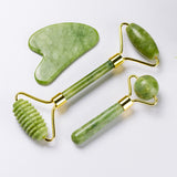 3 in 1 Facial Massage Roller Guasha Board Kit Double Heads Jade Stone Face Lift Skin Relaxation Slimming Gua Sha Beauty Tool