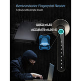 Fingerprint Door Lock Smart Bluetooth Password Handle Lock APP Unlock Keyless Entry Works For IOS/Android Home Security