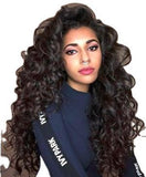 Wig Ladies Long Curly Hair Fluffy Black Synthetic Fiber Wig Head Cover