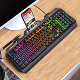 V2 104 Key Mechanical Keyboard Game Keyboards Desktop Computer Notebook Wired RGB Gaming Computer Peripheral with Phone Holder